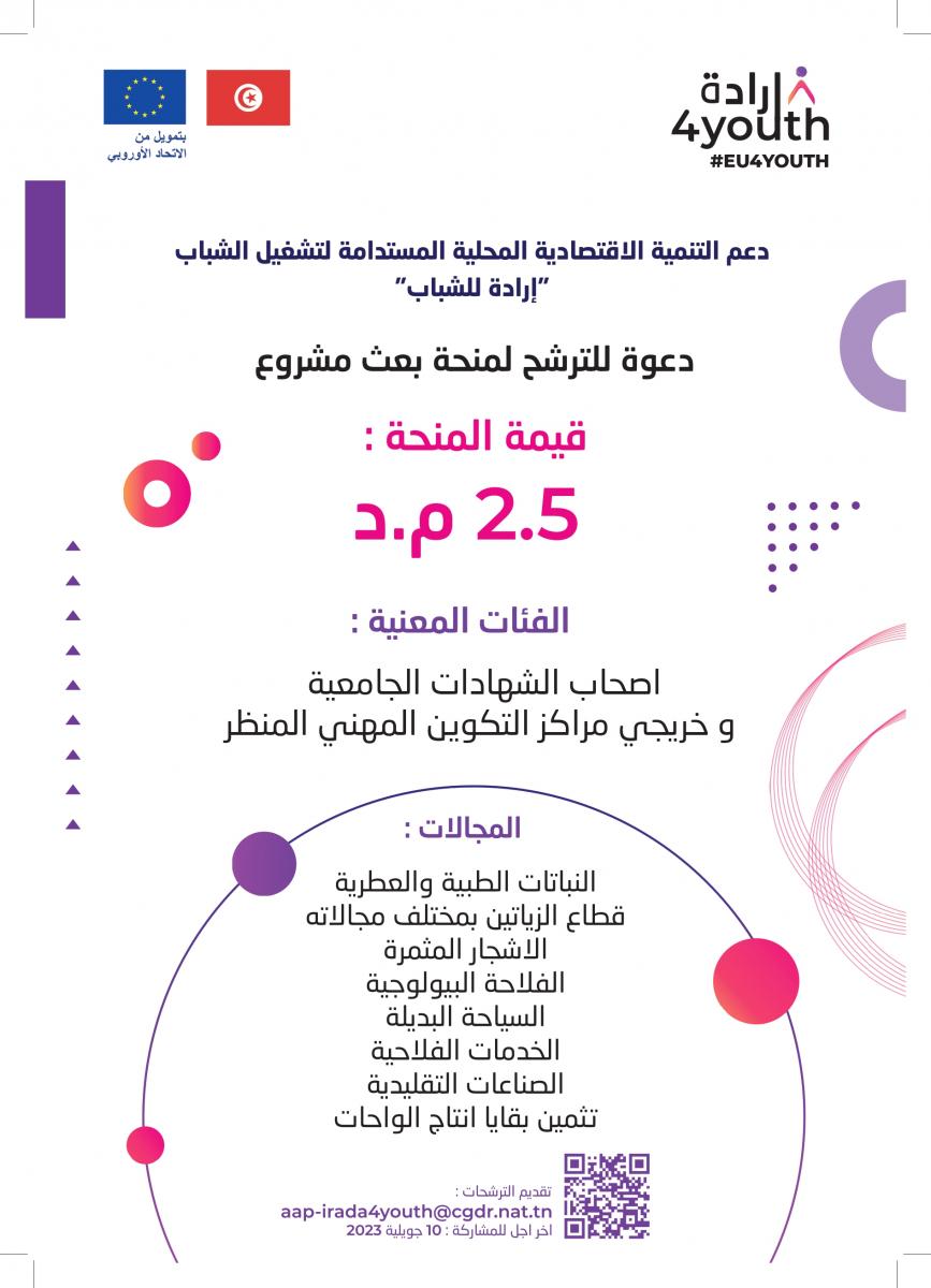 You are currently viewing دعوة للترشح لمنحة بعث مشروع